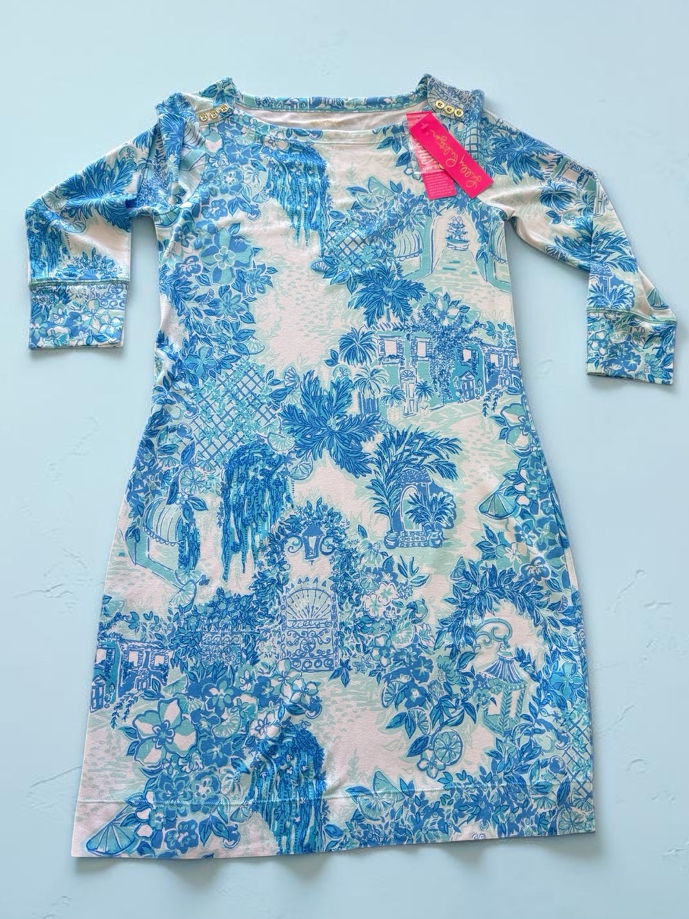 NWT Lilly Pulitzer Blue and White Floral Dress - Size Small